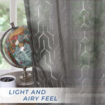 Cormac Printed Geometric Trellis Sheer Curtain Set of 2 Panels