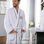 Cotton Embroidered Bathrobe Adults Unisex Bath Robe for Men and Women