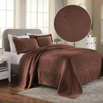Lightweight Cotton Bedspread Sets 3-Piece Geometric Fret Jacquard Matelassé