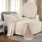Lightweight Cotton Bedspread Sets 3-Piece Geometric Fret Jacquard Matelassé