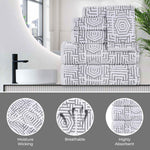Cotton Plush Towel Set 12-Piece Jasper Geometric Jacquard