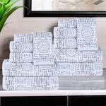 Cotton Plush Towel Set 12-Piece Jasper Geometric Jacquard