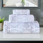 Superior Cotton Modern Geometric Jacquard Plush 3 Piece Towel Set