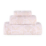 Superior Cotton Modern Geometric Jacquard Plush 3 Piece Towel Set