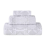 Superior Cotton Modern Geometric Jacquard Plush 3 Piece Towel Set