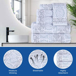 Superior Cotton Modern Geometric Jacquard Plush 3 Piece Towel Set