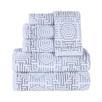 Superior Cotton Modern Geometric Jacquard Plush 6 Piece Towel Set