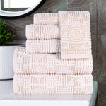 Superior Cotton Modern Geometric Jacquard Plush 6 Piece Towel Set