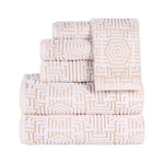 Superior Cotton Modern Geometric Jacquard Plush 6 Piece Towel Set