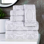 Superior Cotton Modern Geometric Jacquard Plush 6 Piece Towel Set