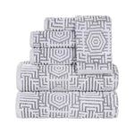 Superior Cotton Modern Geometric Jacquard Plush 6 Piece Towel Set