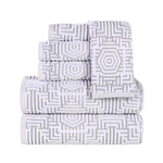 Superior Cotton Modern Geometric Jacquard Plush 6 Piece Towel Set
