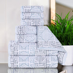 Superior Cotton Modern Geometric Jacquard Plush 8 Piece Towel Set