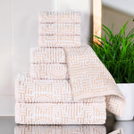 Superior Cotton Modern Geometric Jacquard Plush 8 Piece Towel Set