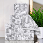 Superior Cotton Modern Geometric Jacquard Plush 8 Piece Towel Set