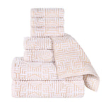 Superior Cotton Modern Geometric Jacquard Plush 8 Piece Towel Set
