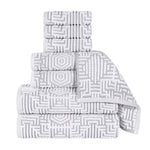 Superior Cotton Modern Geometric Jacquard Plush 8 Piece Towel Set