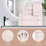 Superior Cotton Modern Geometric Jacquard Plush 8 Piece Towel Set