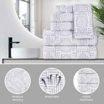 Cotton Modern Geometric Jacquard Plush Absorbent 9 Piece Towel Set