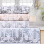 Cotton Plush Hand Towels 6-Piece Jasper Geometric Jacquard