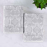 Superior Cotton Modern Geometric Jacquard Plush Bath Sheet Set of 2
