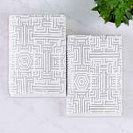 Superior Cotton Modern Geometric Jacquard Plush Bath Sheet Set of 2