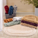 Superior Cotton Non Slip Oval 2 Piece Bath Rug Set