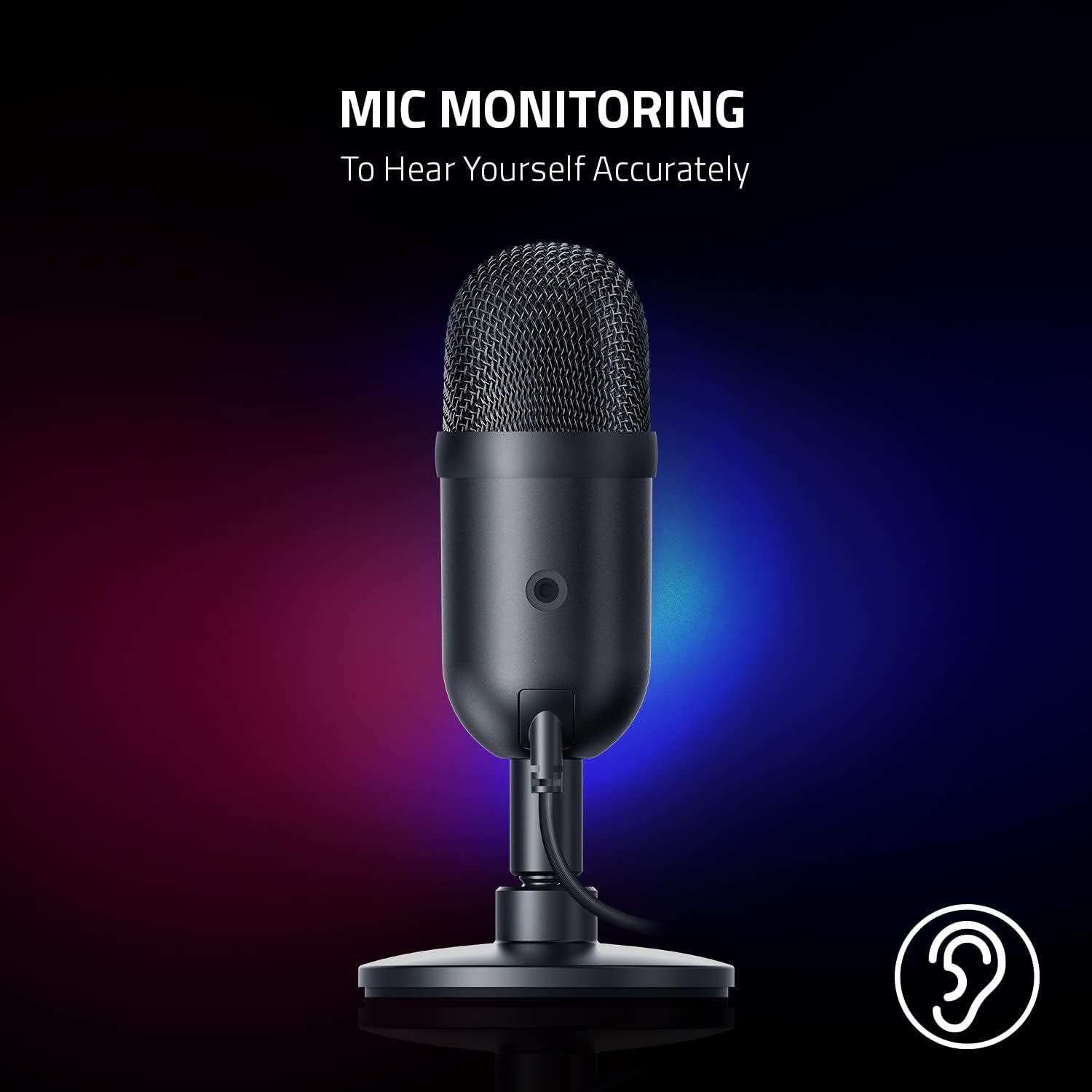 Seiren V2 X USB Condenser Microphone for Streaming and Gaming on PC: Supercardioid Pickup Pattern - Integrated Digital Limiter - Mic Monitoring and Gain Control - Built-In Shock Absorber