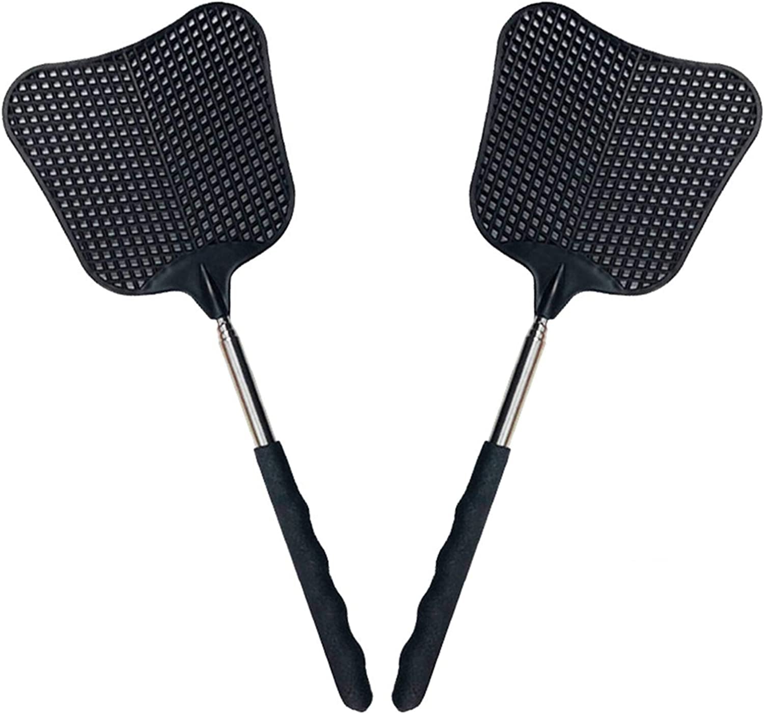 Telescopic Fly Swatters, Durable Plastic Fly Swatter Heavy Duty Set, Flyswatter with Stainless Steel Handle for Indoor/Outdoor/Classroom (2 Pack)