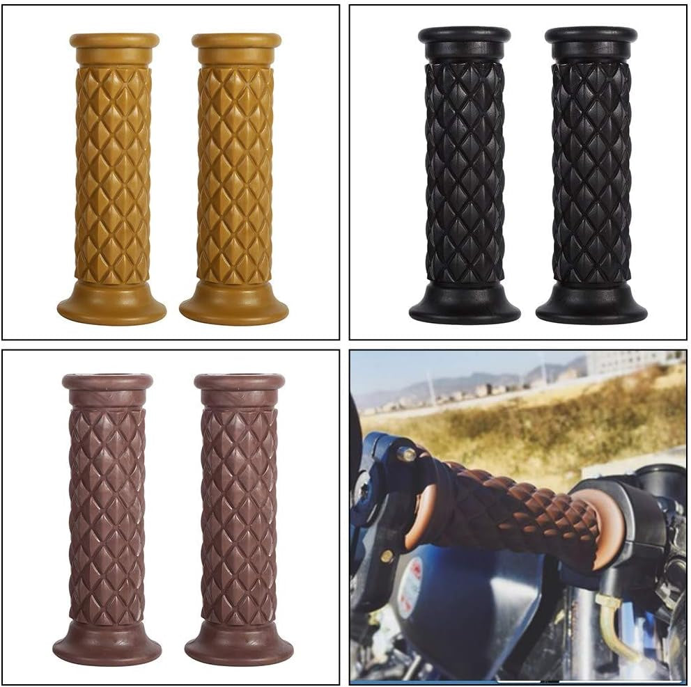 Motorcycle Handlebar Grips 1 Pair 7/8" and 1'' Anti-Slip Rubber Motorcycle Handlebar Hand Grips 22Mm Bar Open End Hot Universal for Cafe Racer Motorcycle Dirt Bike Motocross (Black)