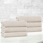 Superior Destin Cotton Blend Textured Ribbed Hand Towels, Set of 6