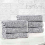 Superior Destin Cotton Blend Textured Ribbed Hand Towels, Set of 6
