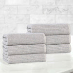 Superior Destin Cotton Blend Textured Ribbed Hand Towels, Set of 6