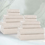 Superior Destin Cotton Blend Medium Weight Ribbed 12 Piece Towel Set