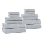 Superior Destin Cotton Blend Medium Weight Ribbed 12 Piece Towel Set