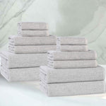 Superior Destin Cotton Blend Medium Weight Ribbed 12 Piece Towel Set