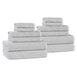 Superior Destin Cotton Blend Medium Weight Ribbed 12 Piece Towel Set