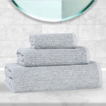 Superior Destin Cotton Blend Medium Weight Ribbed 3 Piece Towel Set