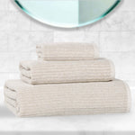 Superior Destin Cotton Blend Medium Weight Ribbed 3 Piece Towel Set