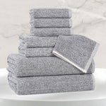 Superior Destin Cotton Blend Medium Weight Ribbed 8 Piece Towel Set