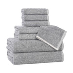 Superior Destin Cotton Blend Medium Weight Ribbed 8 Piece Towel Set