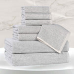 Superior Destin Cotton Blend Medium Weight Ribbed 8 Piece Towel Set