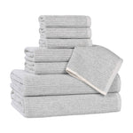 Superior Destin Cotton Blend Medium Weight Ribbed 8 Piece Towel Set