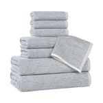 Superior Destin Cotton Blend Medium Weight Ribbed 8 Piece Towel Set