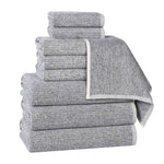 Superior Destin Cotton Blend Medium Weight Ribbed 9 Piece Towel Set