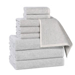 Superior Destin Cotton Blend Medium Weight Ribbed 9 Piece Towel Set