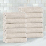 Superior Destin Cotton Blend Ribbed Face Towels Washcloths, Set of