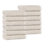 Superior Destin Cotton Blend Ribbed Face Towels Washcloths, Set of