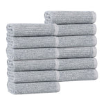 Superior Destin Cotton Blend Ribbed Face Towels Washcloths, Set of