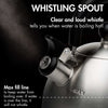 Stewart Whistling Stovetop Tea Kettle Food Grade Stainless Steel, Hot Water Fast to Boil, Cool Touch Folding, 1.5-Quart, Brushed with Black Handle